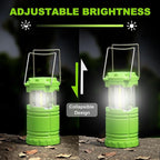 2-Pack LED Green Camping Lanterns, Portable Camping Lights, Outdoor Handled Lamps, Essential Emergency Lights for Power Outages, Hiking, Hurricane