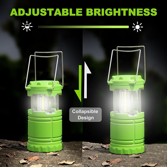 1-Pack LED Green Camping Lanterns, Portable Camping Lights, Outdoor Handled Lamps, Essential Emergency Lights for Power Outages, Hiking, Hurricane