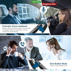 Bluetooth Headset, Wireless Bluetooth Earpiece V5.0 Hands-Free Earphones with Built-in Mic for Driving/Business/Office, Compatible with iPhone and Android (Black)