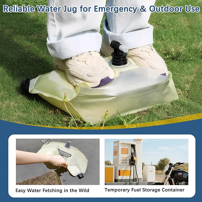 Camping Water Jug 2.1 Gallon Collapsible Water Container Portable Water Bag for Travel Outdoor Hiking BPA Free Lightweight (Beige (2.1Gal), 4)