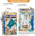 Yonlevres Credit Card Holder Slim Wallet, Sea Turtle RFID Wallet Women Front Pocket Small Card Holder Travel Cute Funny Thin Card Case ID Window PU Leather RFID Blocking Card Organizer Gifts Girls