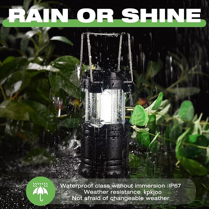 KPKJOO Lantern Collapsible Camping Light, Battery Operated Lanterns LED Super Bright for Power Outages Indoor Emergency Outdoor Camping Hiking Kit (2, COB)