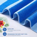 Redbaker 16 Packs 59 x 28 inches Oversized Vertical Stripe Beach Towel Bulk Extra Large Pool Towels Set Microfiber Quick Dry Swim Towel Blanket for Women Men Adult Bath Travel(Blue)