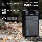 ELECOM NESTOUT Portable Charger and Lamp, 15000mAh Outdoor Battery Power Bank, 32W USB-C Fast Charging PD, Battery and Light for Camping, 1000 Lumen LED Bright Light Flash-1 - Black