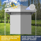 EAGLE PEAK Pop Up Canopy Tent with 1 Sidewall, Easy Setup Event Tent, Outdoor Sun Shade, Wheeled Carry Bag, Stakes and Guy Ropes, Instant Canopy 6.6x6.6, White