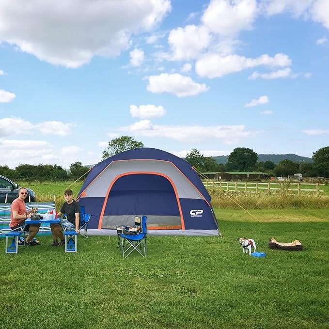 CAMPROS CP Tents for Camping 6 Person Tent Waterproof Windproof Double Layer Family Camping Tent, Easy Setup Dome Tent with Large Mesh Windows & Wider Door for Outdoor Camping & Hiking