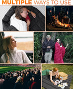 KingCamp Ultralight Camping Blanket, Packable Down Alternative Puffy Wearable Blankets Weatherproof Warm Package Quilt with Snap Buttons for Outdoor Hiking Travel Picnic Stadium (69"L x 53"W, BLACK)