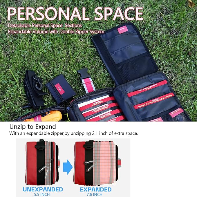 Advanced Comprehensive First Aid Kit with Well Organized Labelled Compartments Removable MOLLE System First Aid Trauma Kits for Car, Home,Camping, Office and etc.-401 Piece