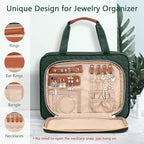 Wedama Toiletry Bag for Women, Hanging Travel Toiletry Bag with Jewelry Organizer Compartment Large Makeup Bag, PVC Waterproof Cosmetic Travel Bag Trips Camping Bathroom, Dark Green