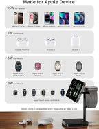 [Qi2 Certified ] LULULOOK 3 in 1 Charging Station with MagSafe, 15W QI2 Wireless Charger Stand Magnetic Charger for iPhone 17/16/15/14/13/12 Series, AirPods Pro/3/4, Apple Watch with 30W PD Adapter