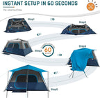 8 Person Instant Cabin Tent, Easy 60 Second Setup Family Tents for Camping, Pop up Camping Tent, Large Waterproof Tents for Outdoor Camping, Spacious Interior, Upgraded Ventilation