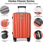 Hanke 29 Inch Luggage Suitcases With Spinner Wheels Lightweight PC hardside Rolling Suitcase With Travel Lock, Checked-Large 29-Inch Christmas Gifts for Birthday （Orange）