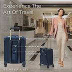 Briggs & Riley Global 21" Carry On Expandable Spinner - Luggage for International Travel, Suitcases with Wheels, Softside Rolling Bag for Men & Women, Self-Repairing Zipper - Baseline Collection, Navy