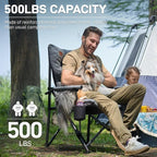 EVER ADVANCED Padded Oversized Folding Camping Chair for Adults, Heavy Duty Lawn Chair with Side Pockets, Portable Collapsible Quad Chair for Outside, Support Up to 500lbs, Grey