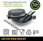 UCO Recycled ECO 5-Piece Camping Mess Kit with Bowl, Plate, Switch Spork Utensil Set
