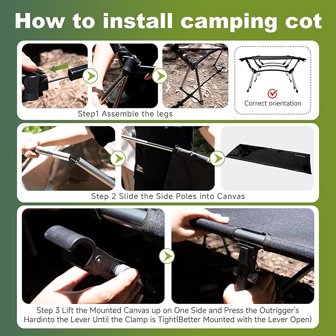 Camping Cot,Ultra-Lightweight Folding Backpacking Cot,300 LBS Weight Capacity,Adult Portable Camping Bed,Suitable for Camping,Hiking,Travel,Home,Office,Sleeping,Black.75" x 26" x 15.8"