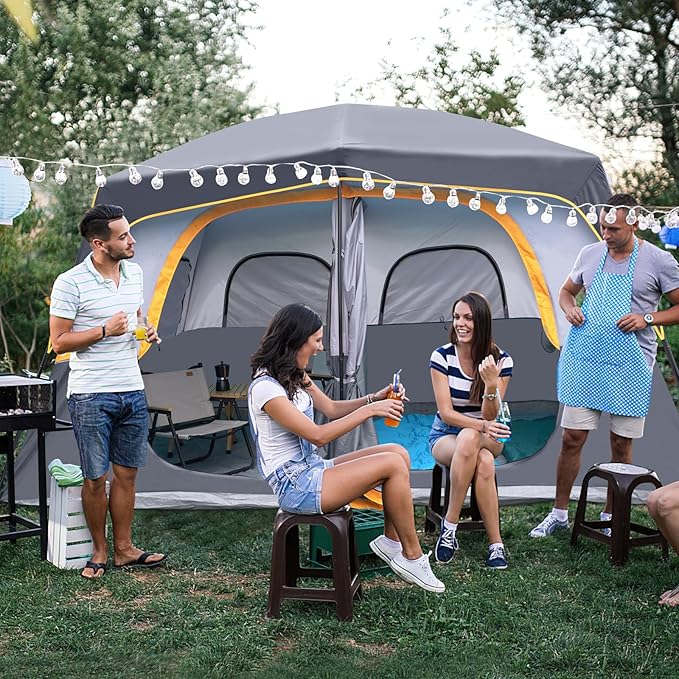 UNP 2/4/6/8 Person Tent, Portable Cabin Tent, Camping Tent 4-Person Easy Set Up, Waterproof with Top Rainfly for Outdoor Camping/Hiking