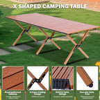 Camping Table Portable Folding - 45.5 x 23.2 Inch Lightweight Outdoor Picnic Table with Carry Bag, 4-6 Person Portable Roll up Low Picnic Table for Backyards, BBQ, Beach and Party