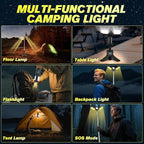 Portable Camping Lights with Stand, 5000LM Rechargeable LED Flashlight, 9 Color Modes, Collapsible Camping Lantern Tent Light with Magnetic Base for Power Outages, Camping & Emergency(Black)