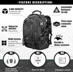 Tactical Backpack Military Hiking Daypack - Molle Backpack for Men 3 Day Assault Pack Bug Out Bag for Camping Travel Army Hunting Gym Rucksack Survival (Black)
