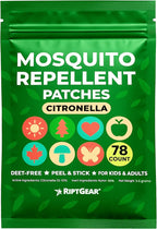 RiptGear Mosquito Patches - 78 Pack of Bug Stickers for Kids and Adults, Natural Citronella Patch Sticks to Any Surface - DEET Free Mosquito Stickers