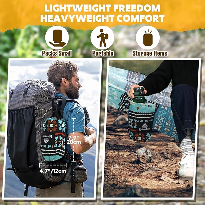 NATUREFUN Ultra-Light Travel Camping Hammock | 300kg Load Capacity,Breathable,Quick-Drying | 2 x Premium Carabiners,2 x Nylon Slings Included | Outdoor Indoor Garden