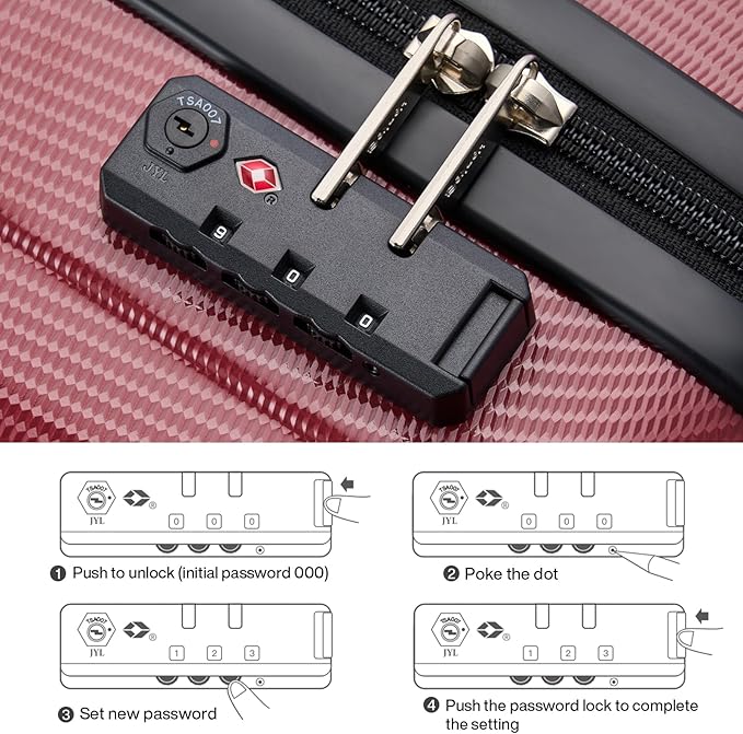 Hanke 29 Inch Luggage Suitcases With Spinner Wheels Lightweight PC hardside Rolling Suitcase With Travel Lock, Checked-Large 29-Inch Christmas Gifts for Birthday （Burgundy）