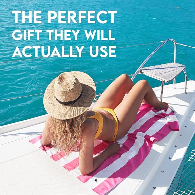 Dock & Bay Beach Towel - Quick Dry, Sand Free - Compact, Lightweight - 100% Recycled - Includes Bag - Cabana - Phi Phi Pink - Large (160x90cm, 63x35)