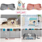 Lightweight Small Dog Puppy Cat Food and Water Bowls 6 oz Double Pink Plastic Portable Outdoor Travel Dish (Indie Pink)