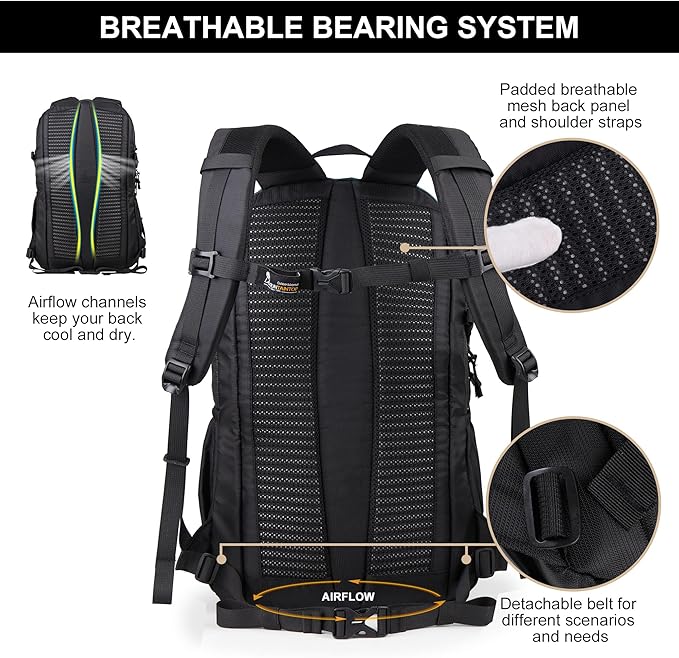 MOUNTAINTOP Hiking Backpack,25/30L Camping Backpack, Men Women Hiking Daypack Lightweight Travel Backpack for Climbing