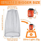 Benvo Mosquito Head Net Mesh, Face Neck Fly Netting Hood from Bugs Gnats Noseeums Screen Net for Any Outdoor Lover- with Carry Bags Fits Most Sizes of Hats Caps (2pcs, Grey, Updated Big Net)