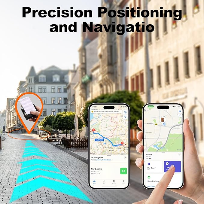 [Apple MFi Certified] Wallet Tracker Card with Apple Find My (iOS Only) Rechargeable Air Tracker Tags Bluetooth Wallet Finder IP68 Waterproof GPS Tracker Item Finder for Keys, Bags, Passport Purple