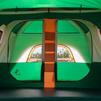 KTT Large Family Cabin Tent 10-12 Person,14.1X10X6.58ft,2 Rooms,3 Storage Pockets,2 Bay-Windows 3 Doors and 3 Windows with Mesh,Straight Wall,Waterproof,Double Layer,Big Tent for Outdoor,Camping