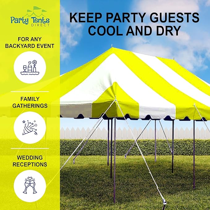 Party Tents Direct 20'x30' Weekender Canopy Pole Tent - Easy Up Canopy Tent with 120 Person Capacity - Outdoor Canopies for Parties, Weddings, & Events (Yellow/White Top)