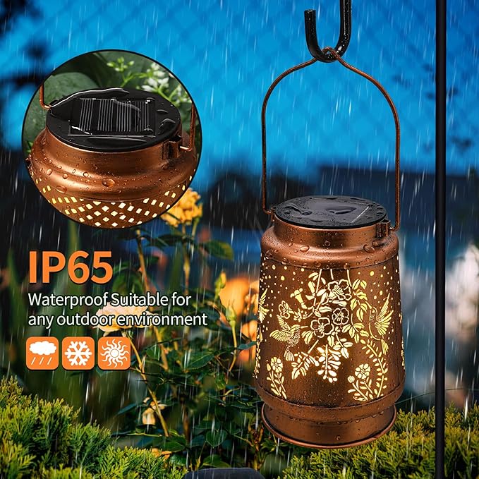 Solar Lanterns Outdoor Waterproof Hummingbird Garden Decorations Gifts for Women Gifts for Mom Grandma Birthday Gifts Hanging Solar Lanterns Outdoor for Patio Decoration, Deck, Lawn, Passageway