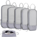 Voova 6 Set Compression Packing Cubes, Travel Accessories Expandable Packing Organizer Bags Set for Carry on Suitcase, Durable Luggage Packing Cubes for Travel Essentials,Grey