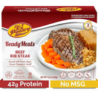 KJ Poultry Kosher Ready Meals - Beef Rib Steak & Kugel, MRE Meat Meals Ready to Eat, Shabbos Food (1 Pack) Prepared Entree Fully Cooked, Shelf Stable Microwave Dinner Travel Military Camping Survival