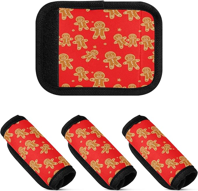2 Pack Christmas Cookies Luggage Handle Wrap, Detachable Luggage Tag, Neoprene Suitcase Wrap with Comfort Grip & Bright Identifier for Suitcase, Travel Bag, Sports Bag