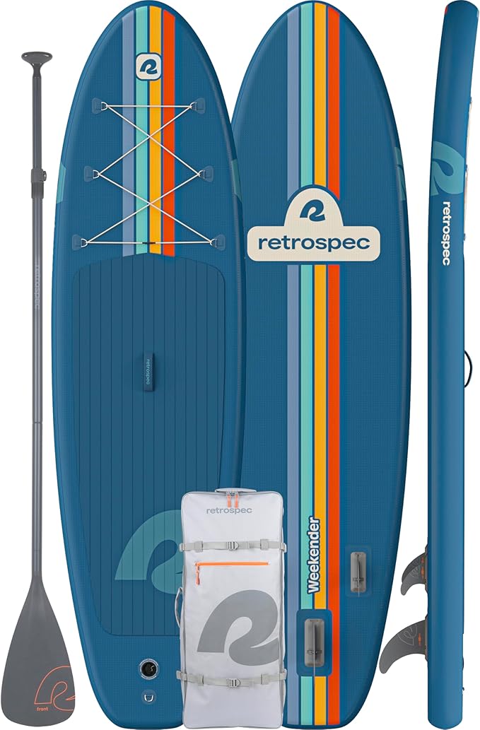 Retrospec Weekender Inflatable Stand Up Paddle Board Includes Paddle, Pump, and Accessories 10’6” Lightweight iSUP, Puncture Resistant Inflatable Paddle Board for Adults