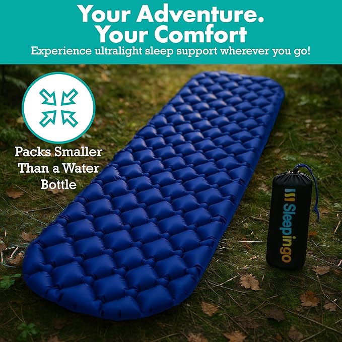 Ultralight Sleeping Mat - Inflatable & Compact Camping Air Mattress for Backpacking, Hiking