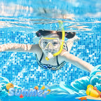 Snorkeling Gear for Kids, Kids Snorkel Set for Ages 6-14, Dry Top Snorkel, Mask Set Kid Swimming Goggles Diving Mask Combo Set Anti-Fog Panoramic View Scuba Packages