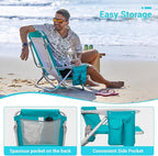 #WEJOY Folding Beach Chair for Adults, 4-Position Aluminum Lightweight Beach Chair, Low Sands Chairs with Shoulder Strap, Cup Holder and Padded Headrest, Supports 265lbs for Lawn