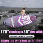 UPWELL 11'6"×35" Extra Wide Inflatable Paddle Board, Stand Up Paddle Board for Youth & Adults, Stable Design, Premium SUP Accessories, 120L Backpack, 10L Dry Bag, Paddle, Leash, Hand Pump, US Fins