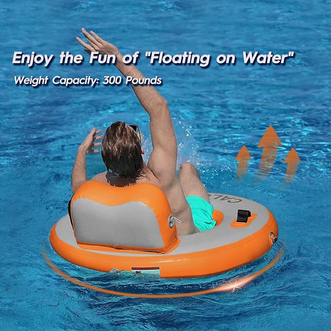 Round Floating Ring Inflatable Water Hammock Heavy Duty River Floats Lake Raft for Adults Tanning Pool Lounger Float Island Platform Pad Mat for Party