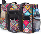TOPDesign Utility Water Resistant Tote Bag with 13 Pockets, Top Zipper Closure & Thick Bottom Support, for Working Women