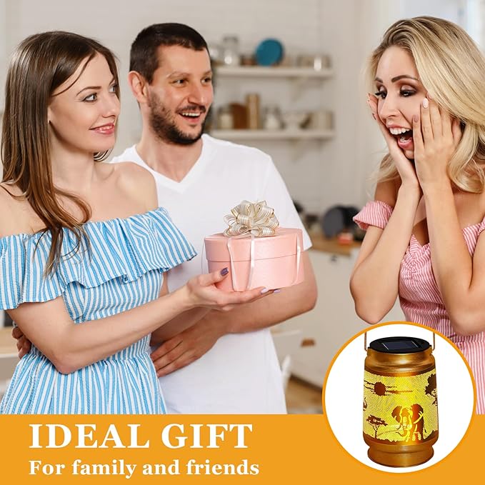 Solar Lantern Outdoor Waterproof Elephant Garden Decor Christmas Gifts for Women Mom Grandma Hanging Solar Lights Metal Decor for Outside,Backyard,Patio