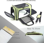 Soft Sided Carrier for Small Medium Cats Dogs,TSA Airline Approved Collapsible Travel Pet Carrier Medium Green