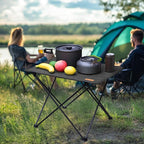 VILLEY Folding Camping Table with Carry Bag, Portable Lightweight Beach Table with Oxford Fabric and Reinforced Aluminum Panel for Outdoor, Camping, Picnic, Backyards, BBQ