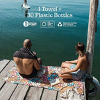 Nomadix Original Towel - Perfect for Beach, Pool, Travel, Camping, Yoga - Made with Recycled Materials - Super Absorbent - Sand Resistant - Hula Multi - 72.5x30