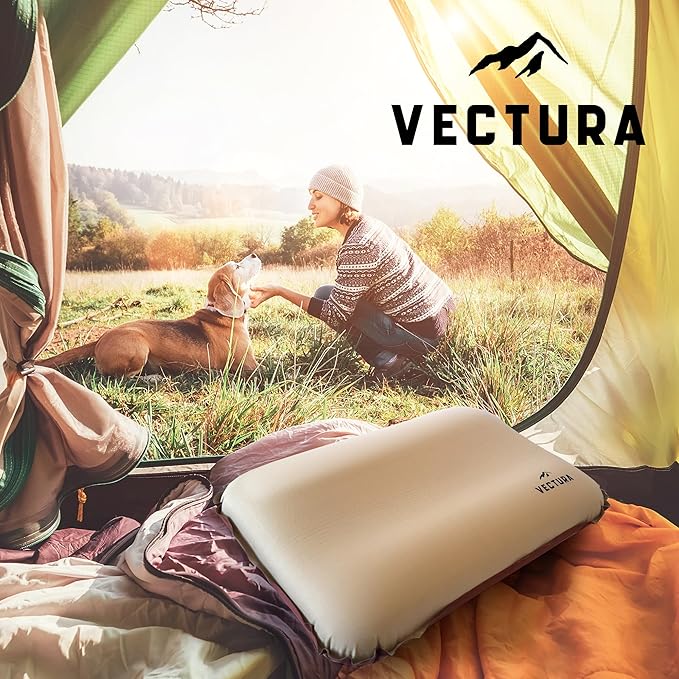 Self-Inflating Camping Pillow – Lightweight & Compact Backpacking Pillow for Hiking, Travel & Outdoor Use – Comfortable Inflatable Pillow for Sleeping – Size 46 x 30 cm